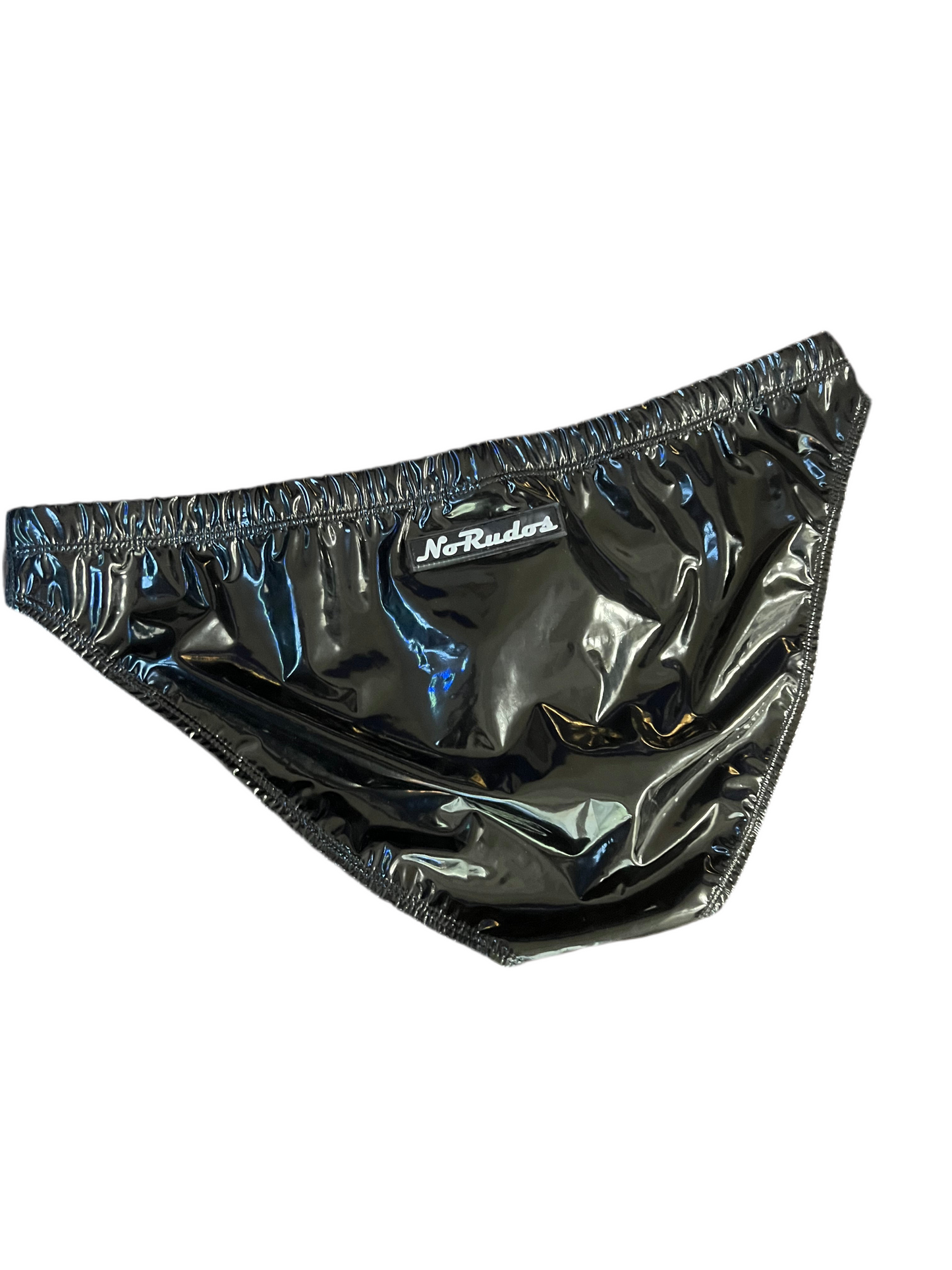 "Slick and Shiny" PVC Swim Brief Tungsten Black (1" Hip)