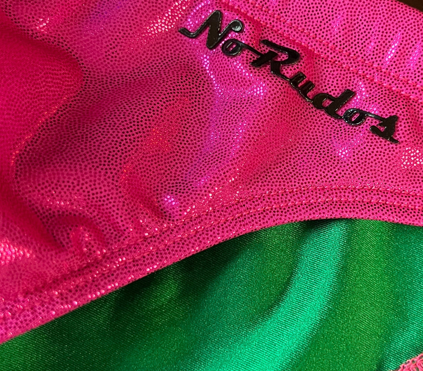 "The Kraken" Pink and Green Sparkle Contour Front Swim Brief (1" Hip)