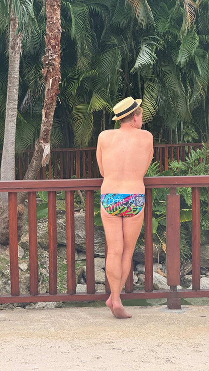 "Graffiti Glamour" Contour Front Swim Brief (2" Hip)
