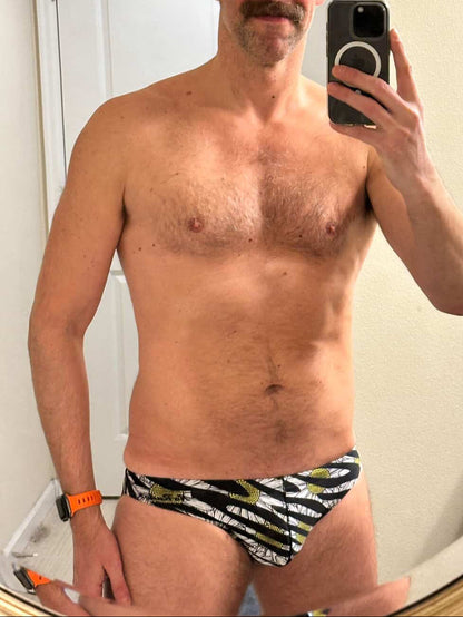 "Think Zebra" Contour Front Swim Brief (1" Hip)