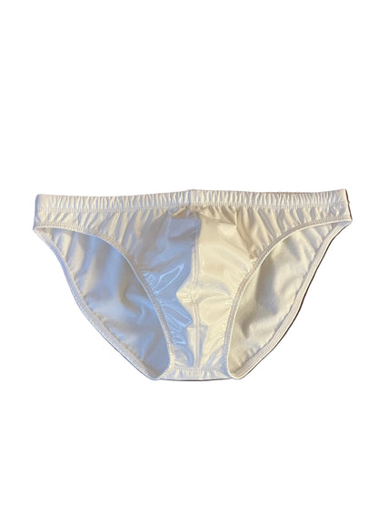 "Slick and Shiny" PVC Swim Brief (1" Hip) White