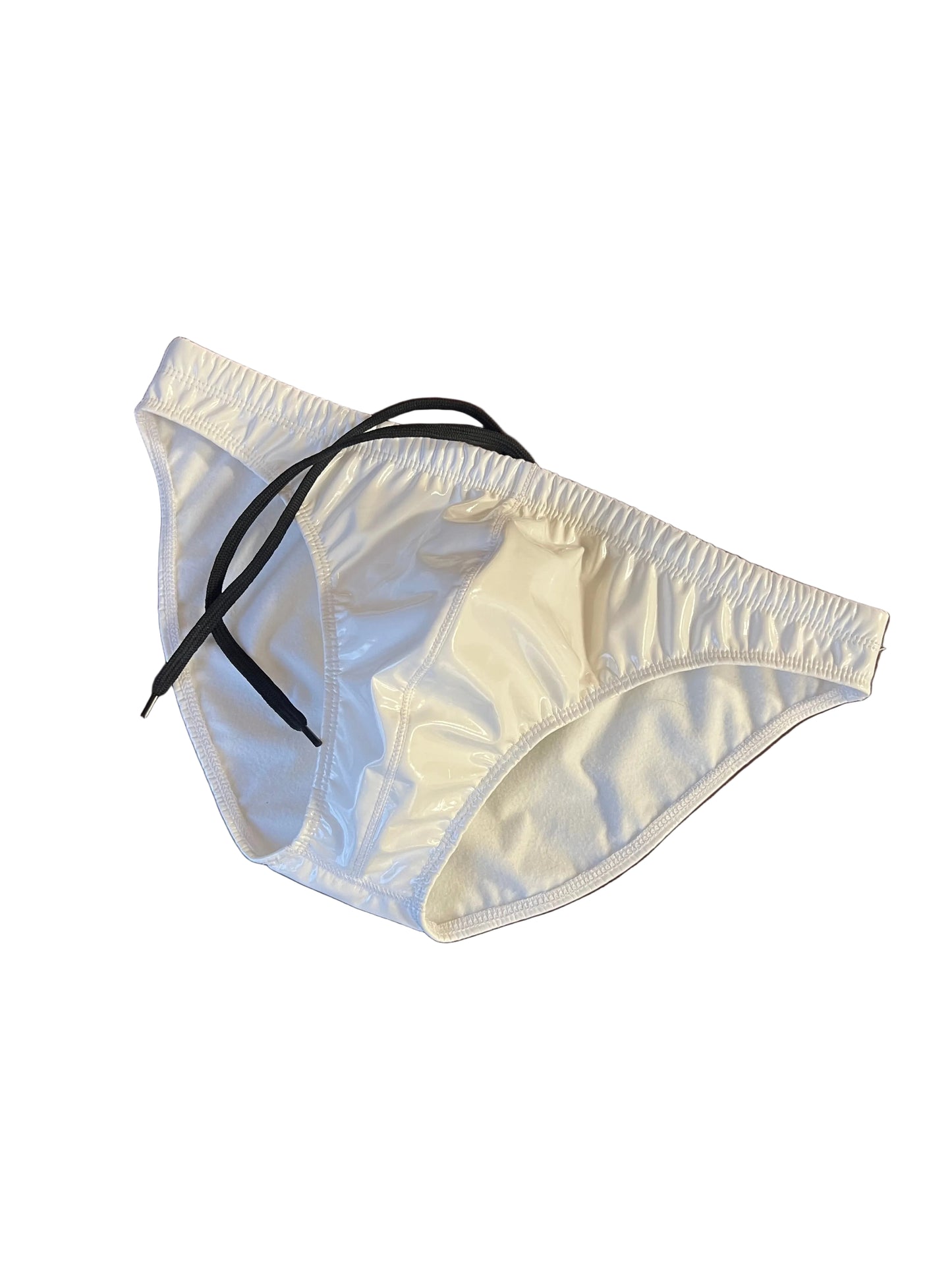 "Slick and Shiny" PVC Swim Brief (1" Hip) White