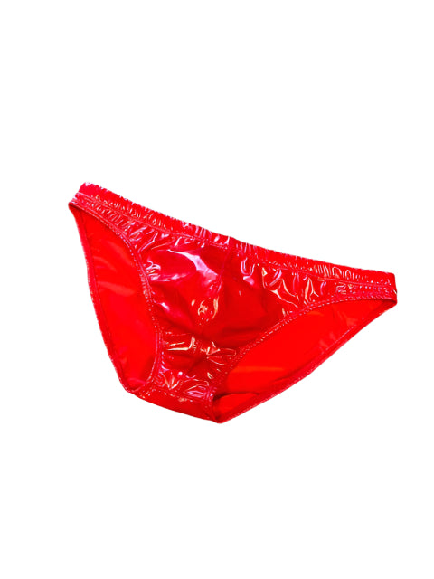"Slick and Shiny" PVC Swim Brief (1" Hip) Red