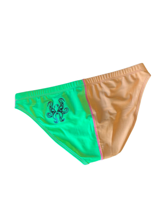 "The Kraken" Neon 4-Panel Contour Front Swim Brief (1" Hip)