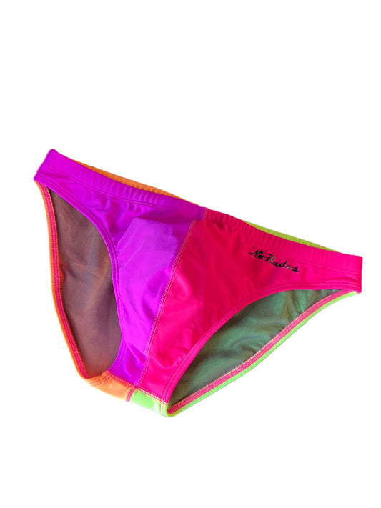 "The Kraken" Neon 4-Panel Contour Front Swim Brief (1" Hip)