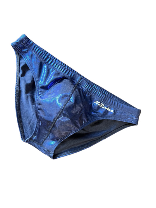 "The Kraken" Blue Sparkle Contour Front Swim Brief (1" Hip)