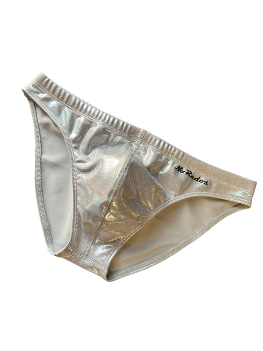 "The Kraken" Silver Sparkle Contour Front Swim Brief (1" Hip)