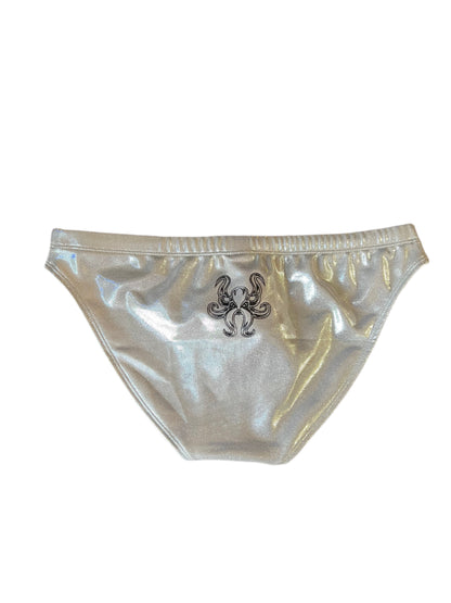 "The Kraken" Silver Sparkle Contour Front Swim Brief (1" Hip)
