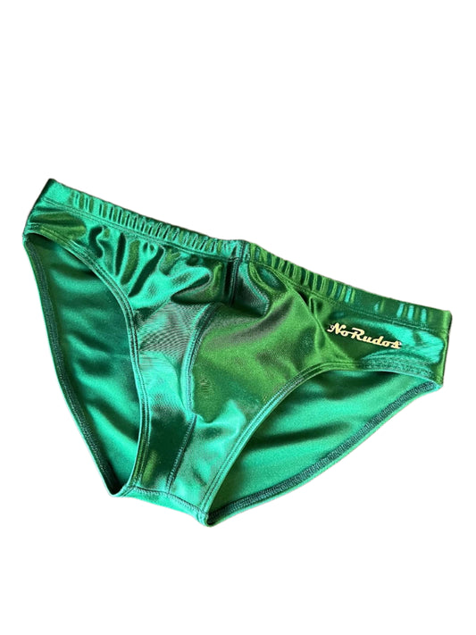 "Luxe to the Max" Solid British Racing Green Contour Front Swim Brief (2"Hip)